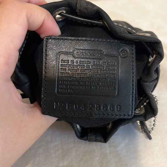 COACH 8669 Mini Drawstring Signature Nylon & Leather Coin Pouch Purse Rare! EUC! - Picture 9 of 9